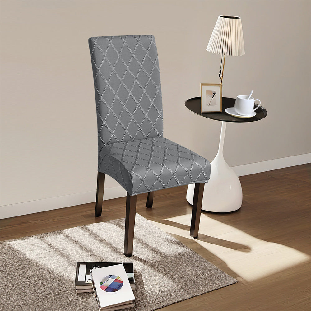 2Pcs Dining Chair Covers Stretch Seat Cover Slipcovers Washable Banquet Wedding Party-Grey