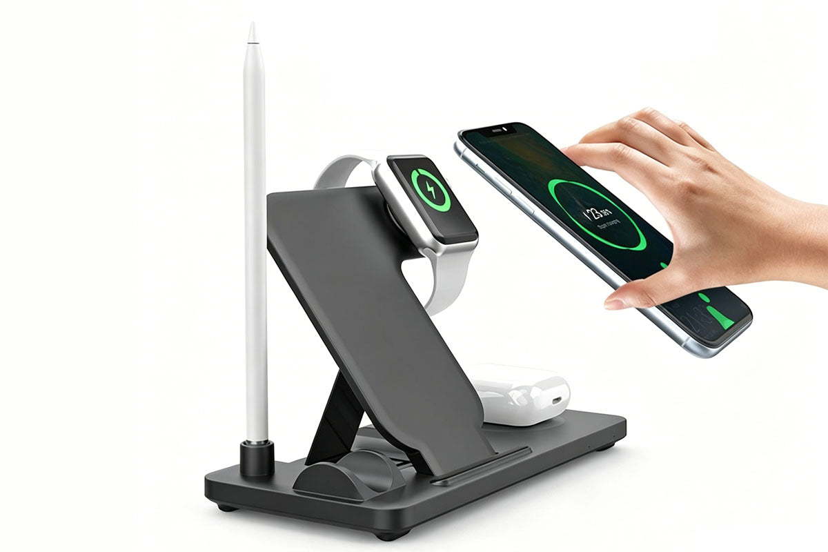 5-in-1 Foldable Wireless Charger Fast Charging Stand for Phone Apple Pen Stylus Apple Watch Apple Earbuds