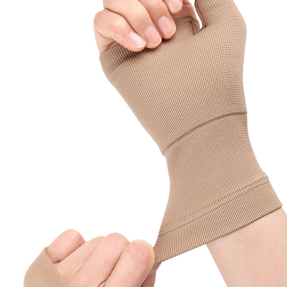 2 Pack Breathable Wrist Support Gloves Nylon Gloves for Daily Activities Computer Typing Sports-Beige