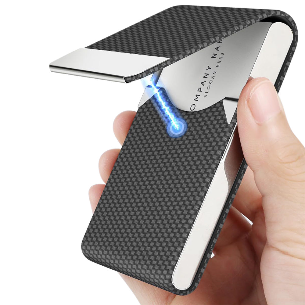 Business Card Holder Slim PU Leather Stainless Steel Name Card Case