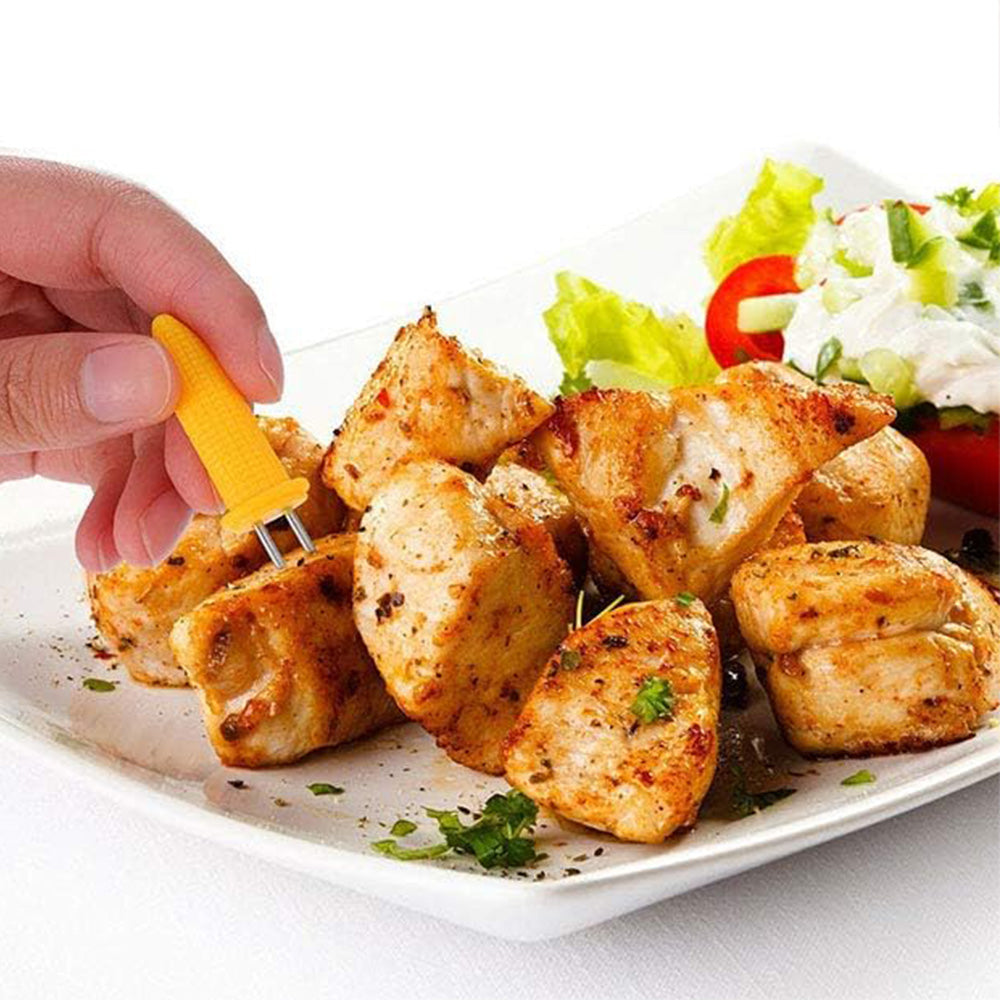 10 PCS Stainless Steel Corn Holders with Kernel Design Grip for BBQ