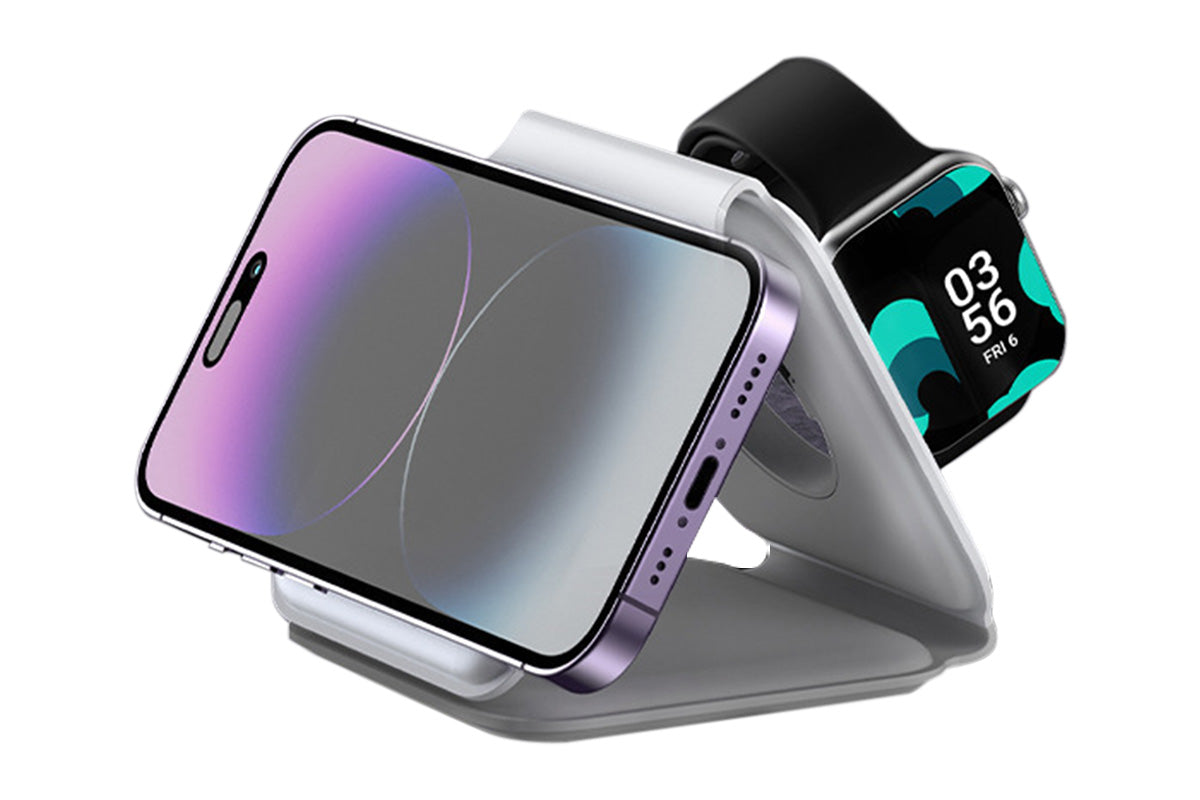 3 in 1 Foldable Wireless Charging Base for iPhone 16 15 14 13 12 Pro Max Plus Apple Watch and AirPods