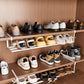 2 Pack Adjustable Shoe Shelf Space Saving Under Cabinet Shoe Rack for Closet White