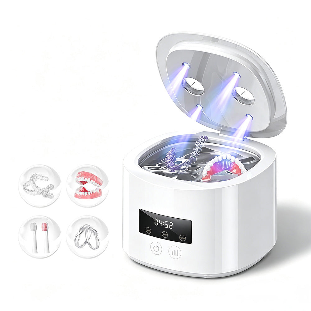 55kHz 350ml Rechargeable Ultrasonic Cleaner with Blue Light 3 Modes