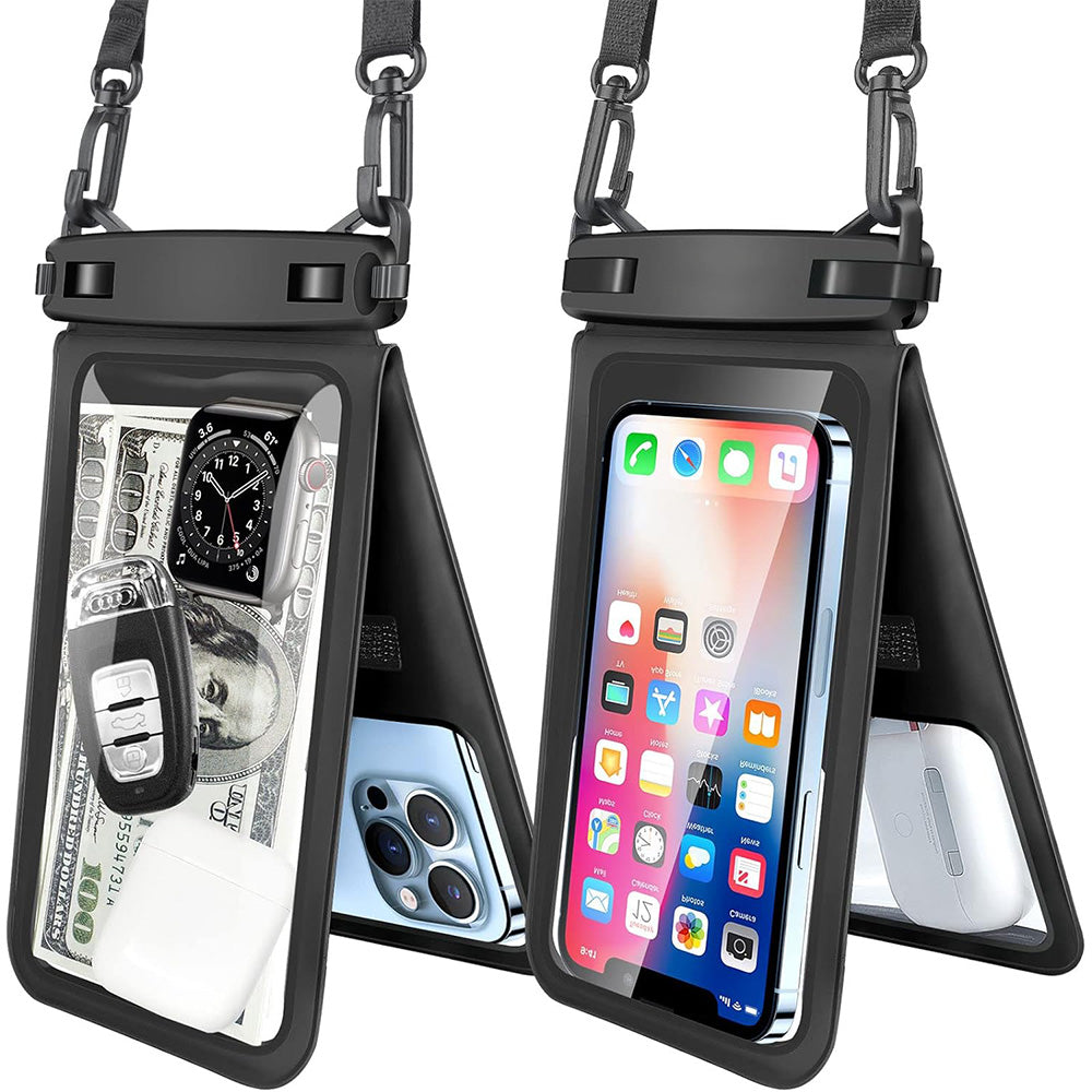 9.5 inch Double Space Water-Resistant Phone Pouch with Lanyard Underwater Seal Case Dry Bag