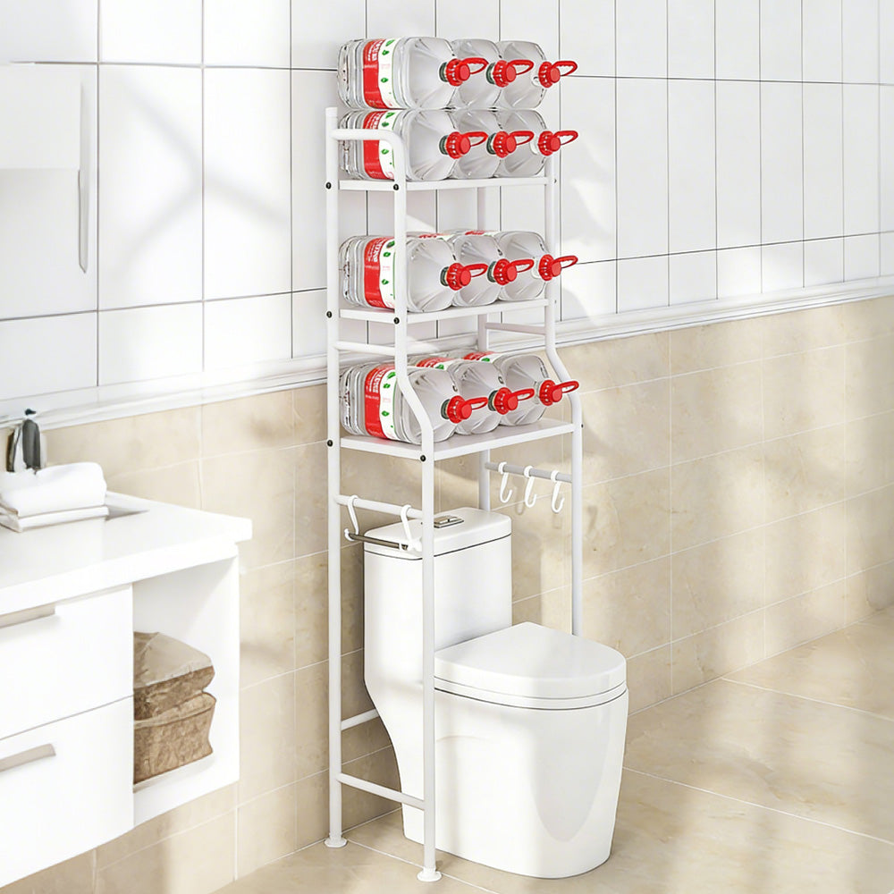 3 Tier Shelf Over Toilet Storage Rack With Paper Holder And Hooks