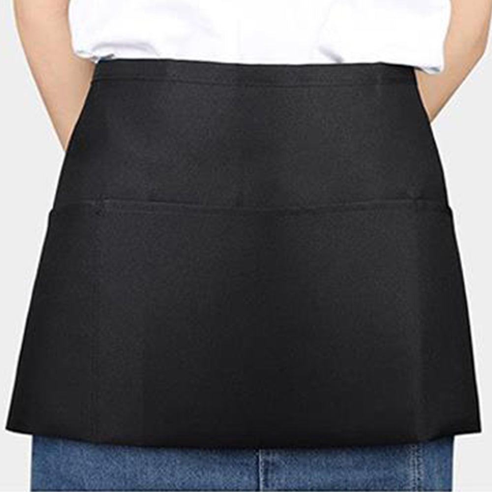 Short Half Waist Kitchen Apron with 3 Front Pockets
