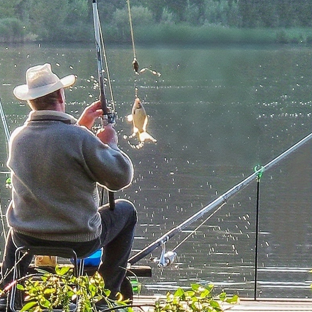 Five Piece Telescopic Aluminum Fishing Rod Holder Set