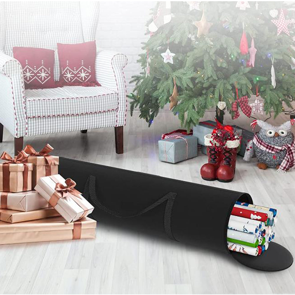 2Pcs Cylinder Wrapping Storage Bag for Christmas Wrapping Paper Tidy Bag