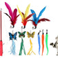 Interactive Cat Toy Set Telescopic Cat Wand with Feather Replacement Pack for Indoor Cat Play