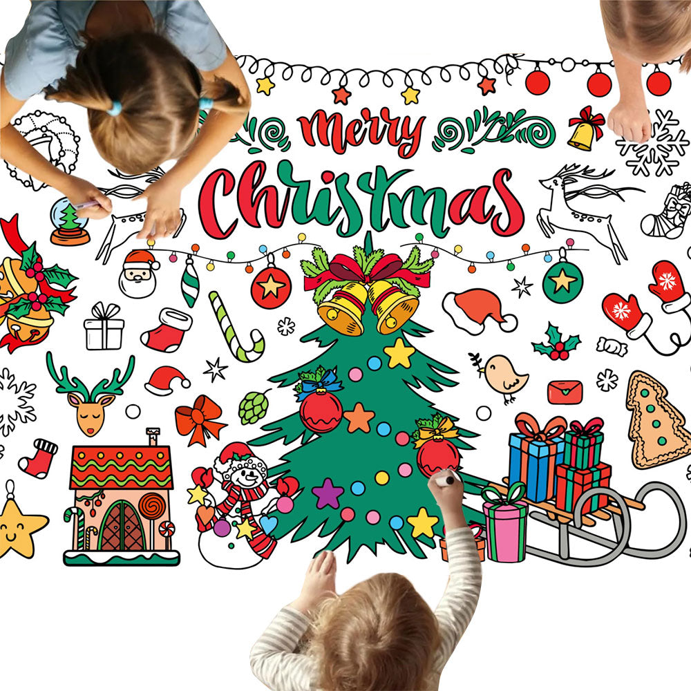 Kids Christmas Table Cloth Decoration Kids DIY Coloring Xmas Tablecloth