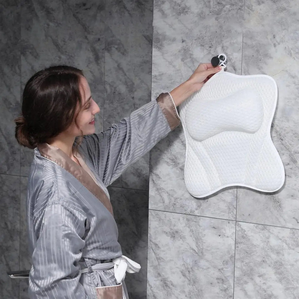 4D Mesh Bath Pillows With Suctions for Neck or Back Support