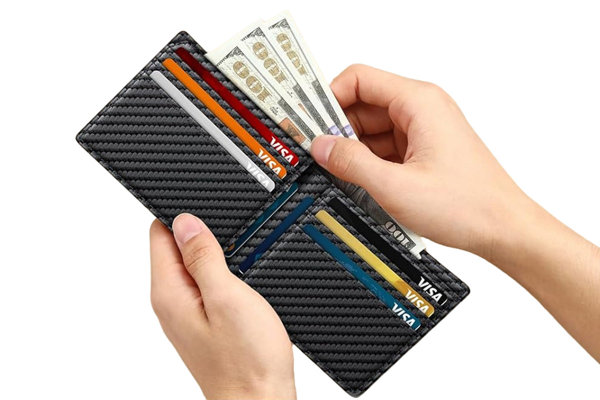 Men Slim RFID Shielding Microfiber Wallet Credit Card Holder Money Clip
