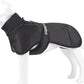Waterproof Dog Jacket Winter Coat with Buckle and Reflective Strips-Black