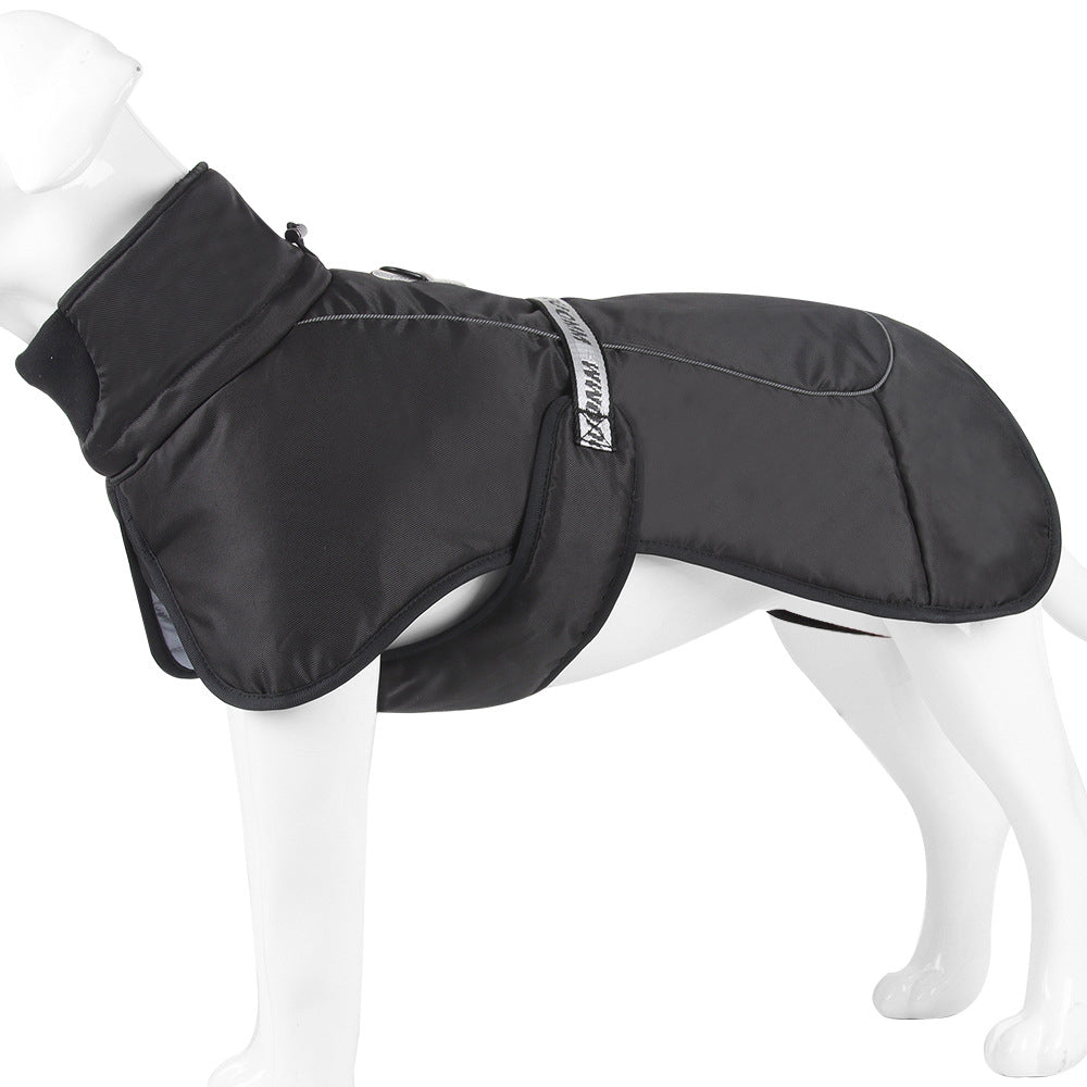 Waterproof Dog Jacket Winter Coat with Buckle and Reflective Strips-Black