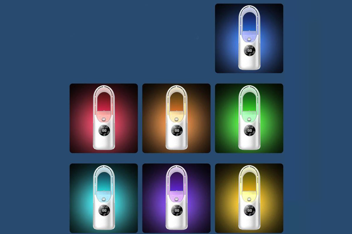 Desk Bladeless Fan with Humidifier USB-Powered Portable Air Conditioner Fan with LED Display