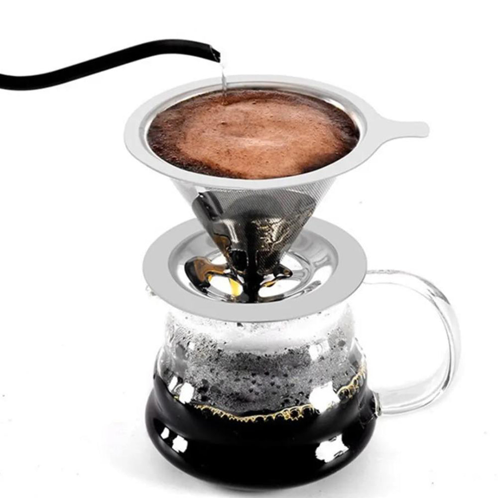 Reusable Coffee Tea Filter Mesh Stainless Steel Funnel with Base
