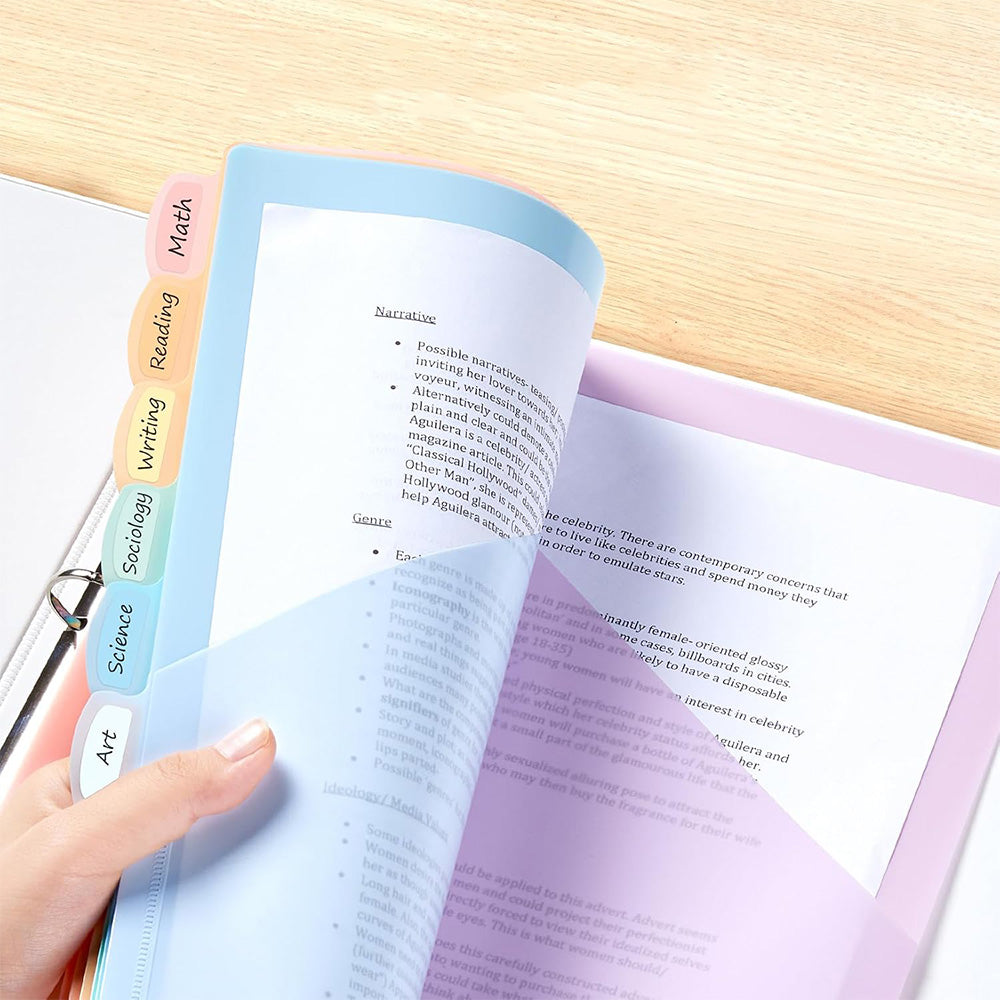 16 PCS Plastic Binder Dividers with Tabs A4 Subject Dividers for Student Teacher