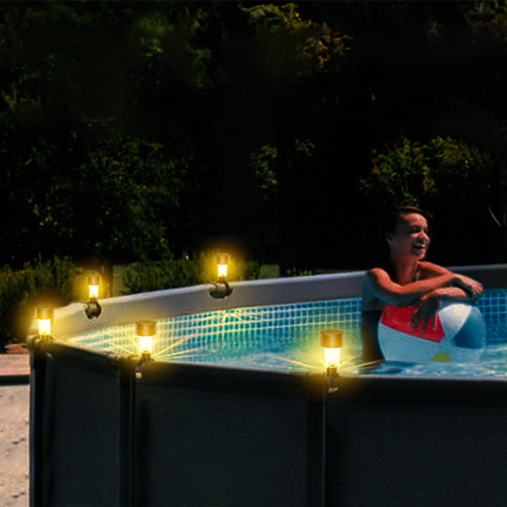 6 Pack Solar Water-Resistant Outdoor Swimming Pool Fence Light