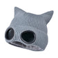 Double Layer Knit Winter Beanie with Goggles Cute Cat Ear Knit Beanie for Winter