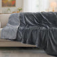 Water-Resistant Reversible Flannel Blanket Machine-Washable for Bed Sofa Camping-Grey