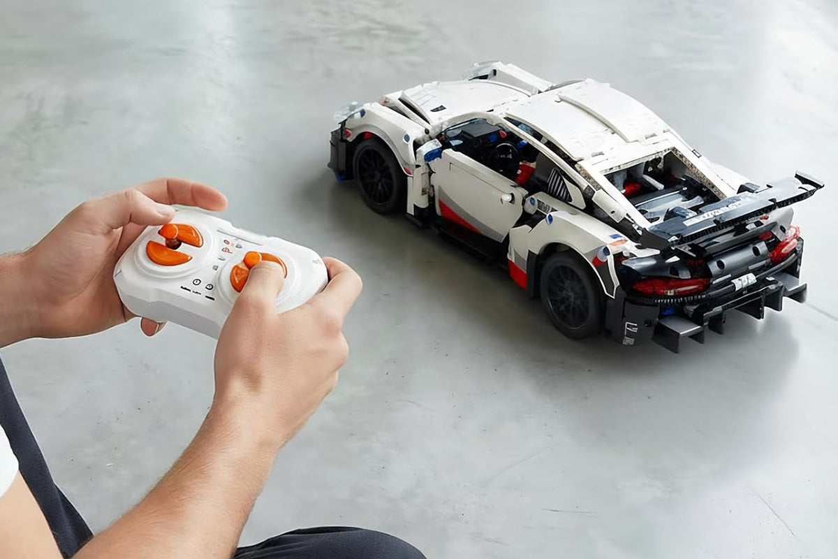 Motorized Building Blocks Car Remote and APP Dual Control RC Toy Car with LED Lights