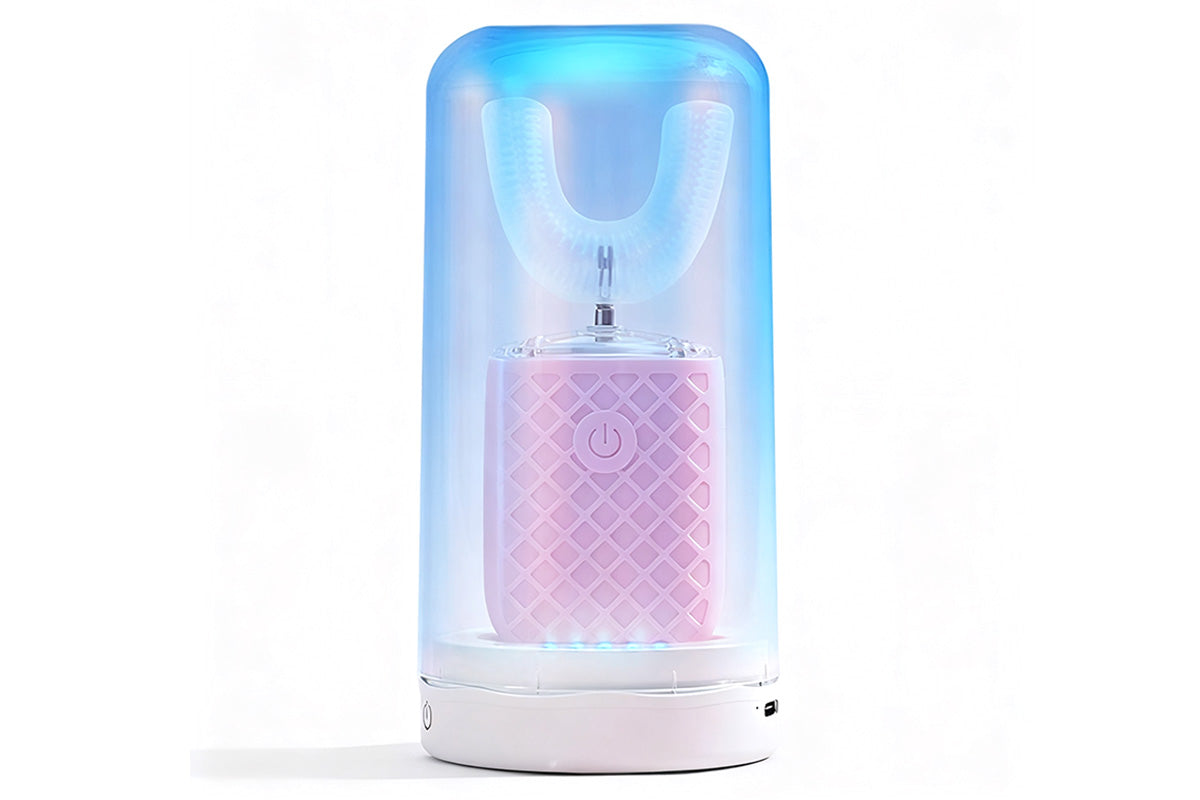 U-Shaped Automatic Electric Toothbrush with Sanitizing Cup-White