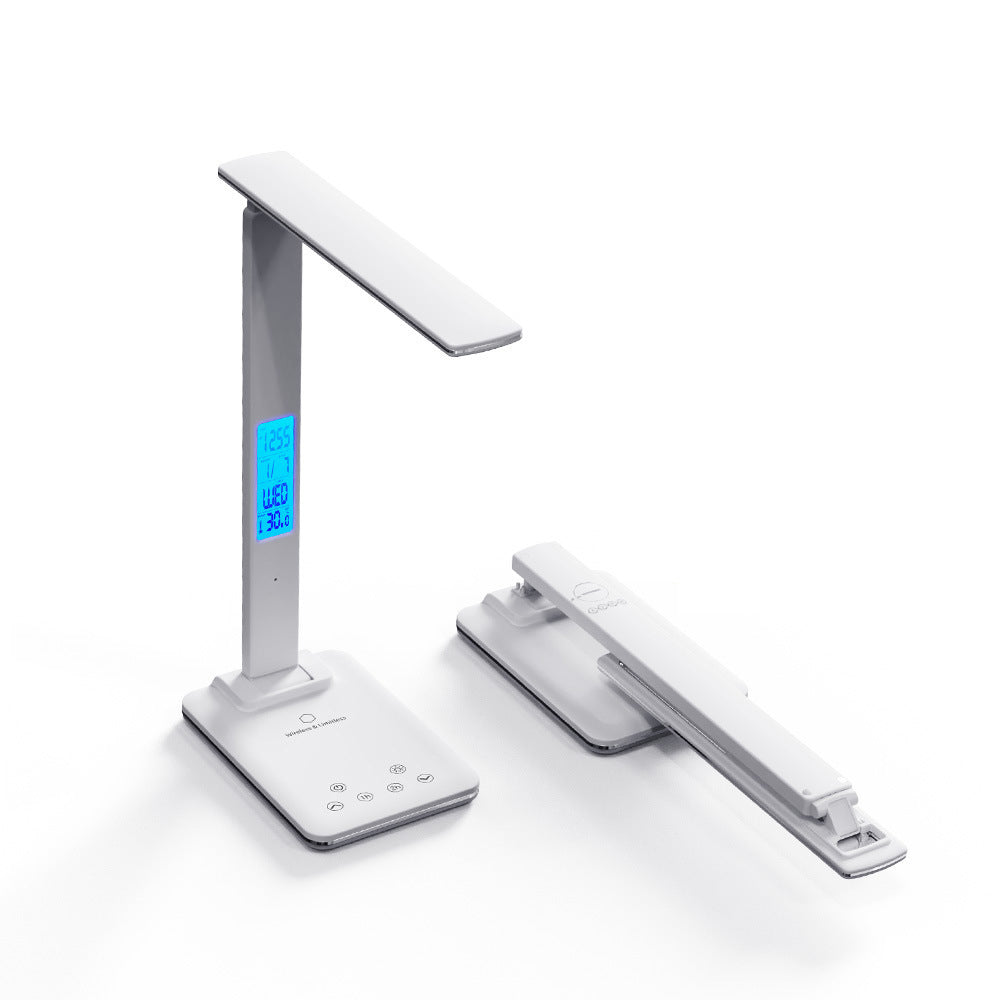 Foldable Desk Lamp with Wireless Charger USB Port and Digital Clock