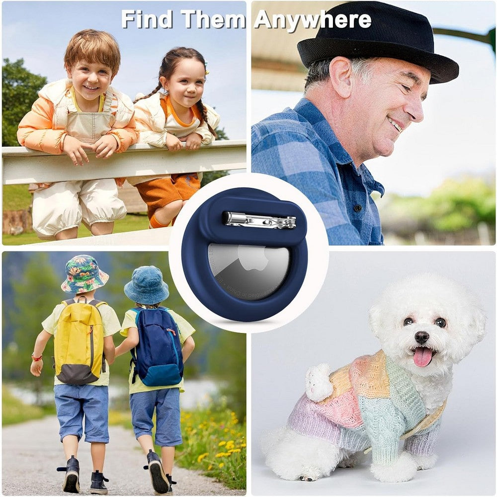 4Pcs Silicone Hidden AirTag Holder with Pin for Clothes AirTag Holder