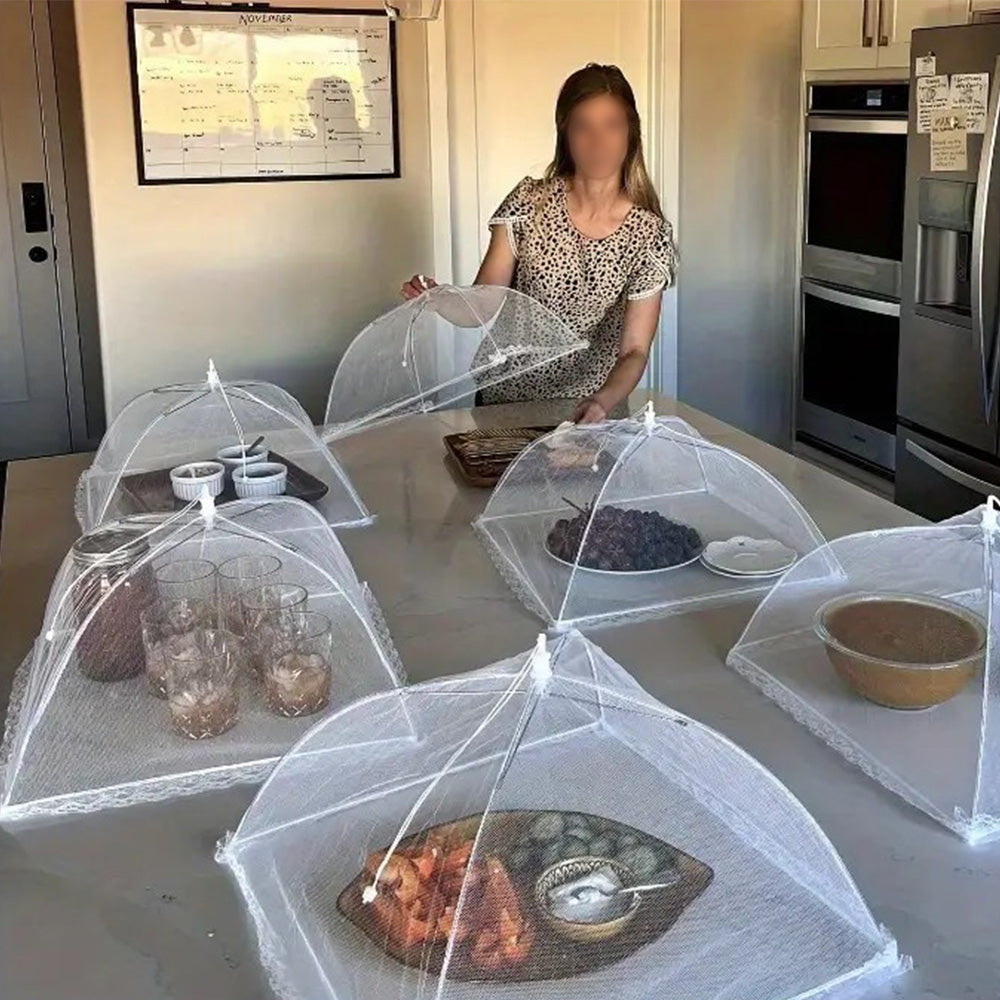 6 PCS Food Covers with Storage Bag Foldable Mesh Food Net for Home Outdoor Picnic