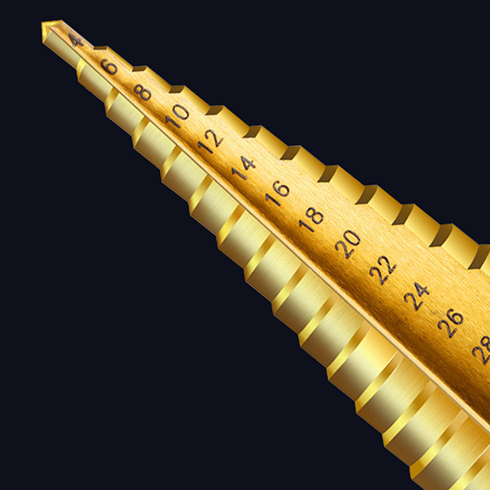 3 Piece Bearing Steel Titanium Coated Conical Step Drill Bit Set