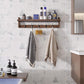 Wooden Coat Rack Wall Mount with Shelf 5 Hooks for Hanging Clothes