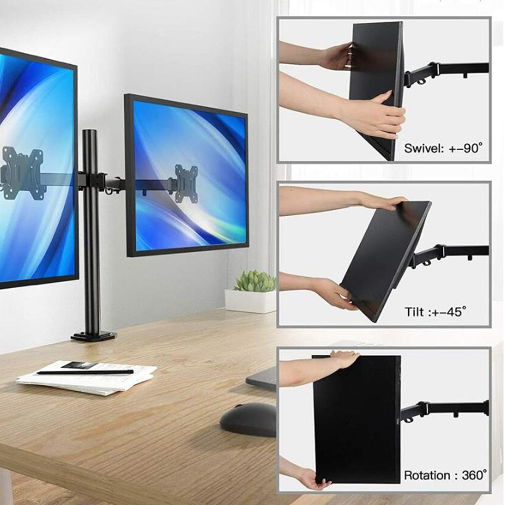 Arm Desk Mount Dual TV Screen Monitor Holder Bracket