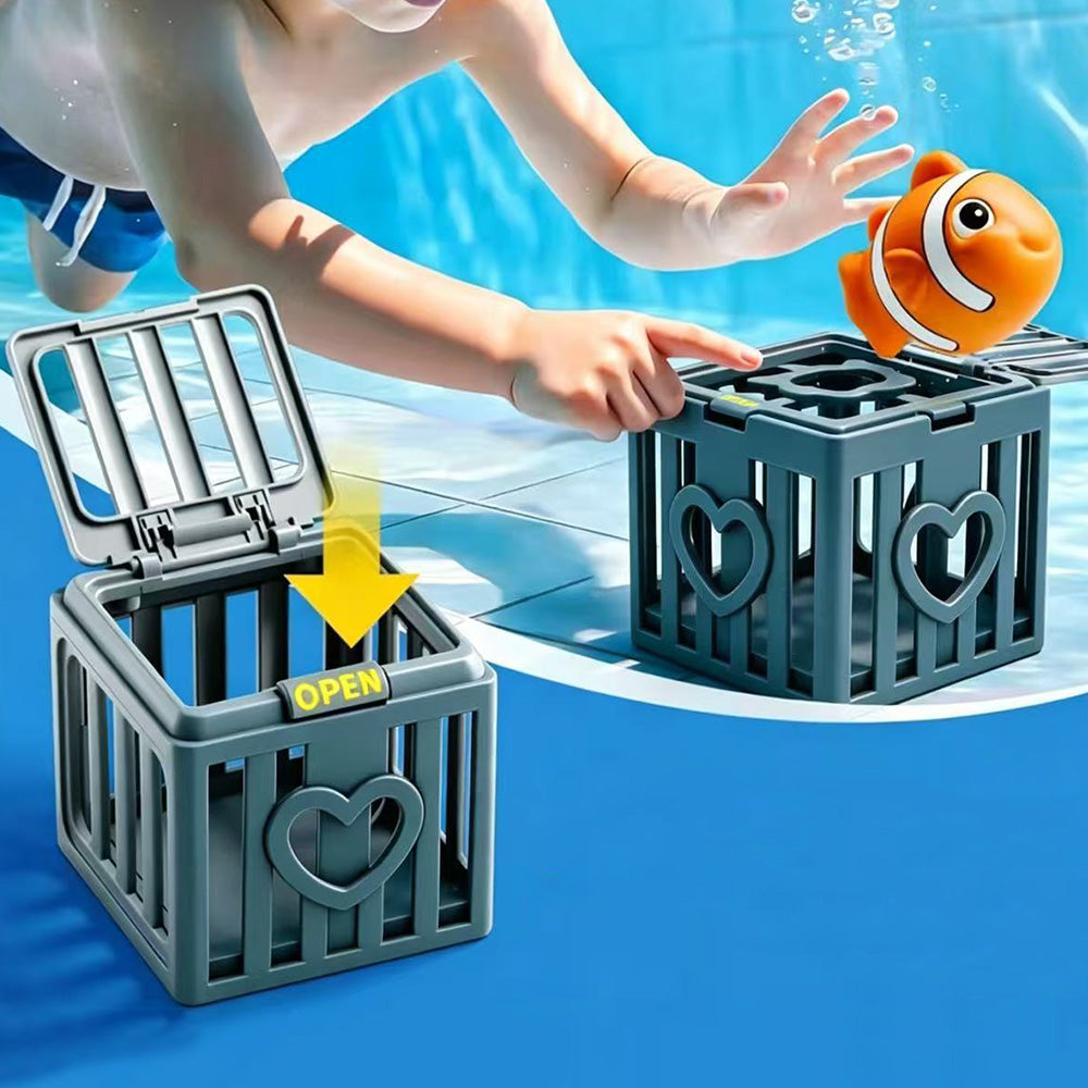 6 Piece Pool Diving Rescue Game with Sea Animals and Sinking Cages