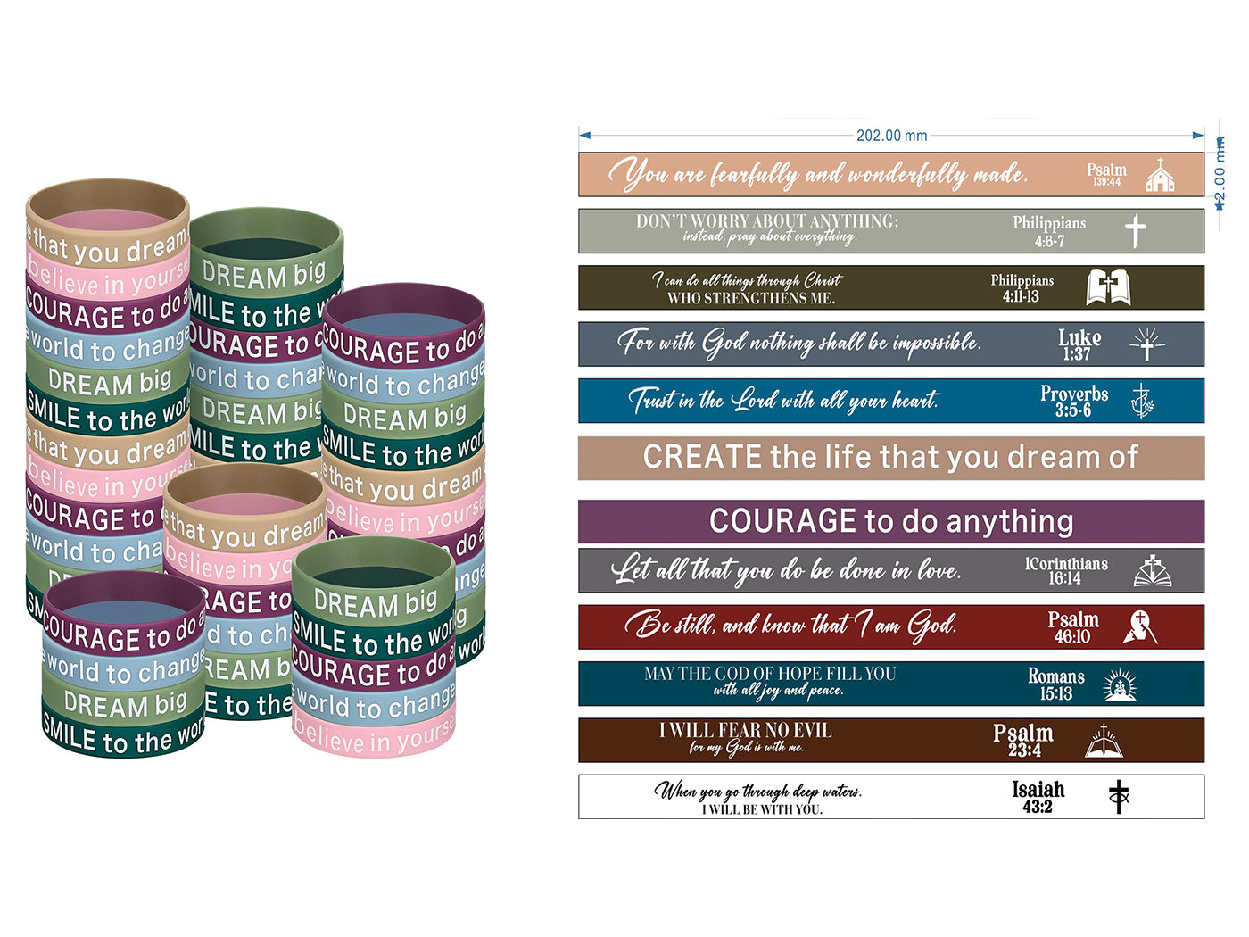 10Pcs Motivational Quote Silicone Bracelets
