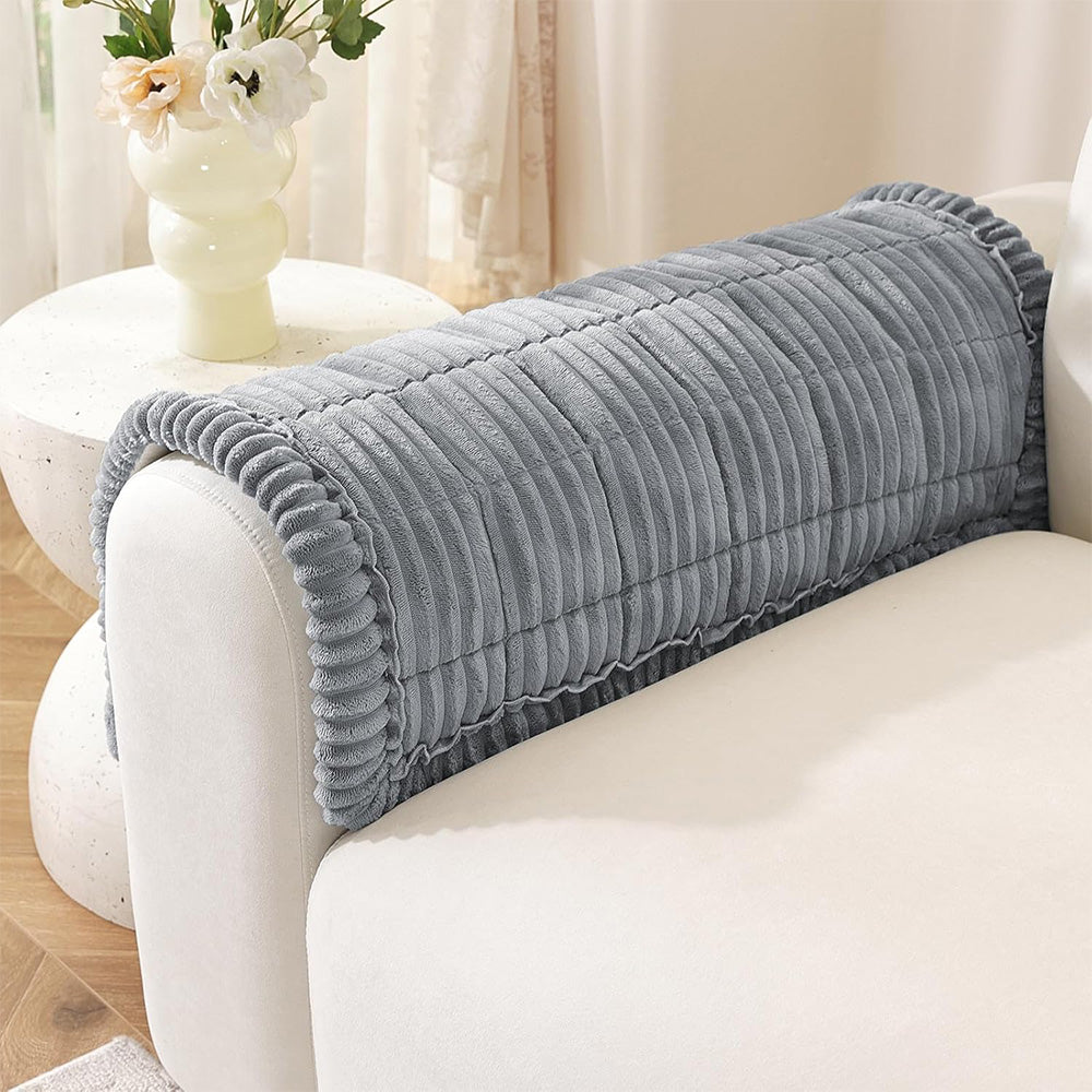 Sofa Armrest Cover Winter Thick Flannel Armchair Pad