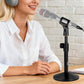 Desk Microphone Stand Adjustable Table Top Mic Holder Mount with Clip