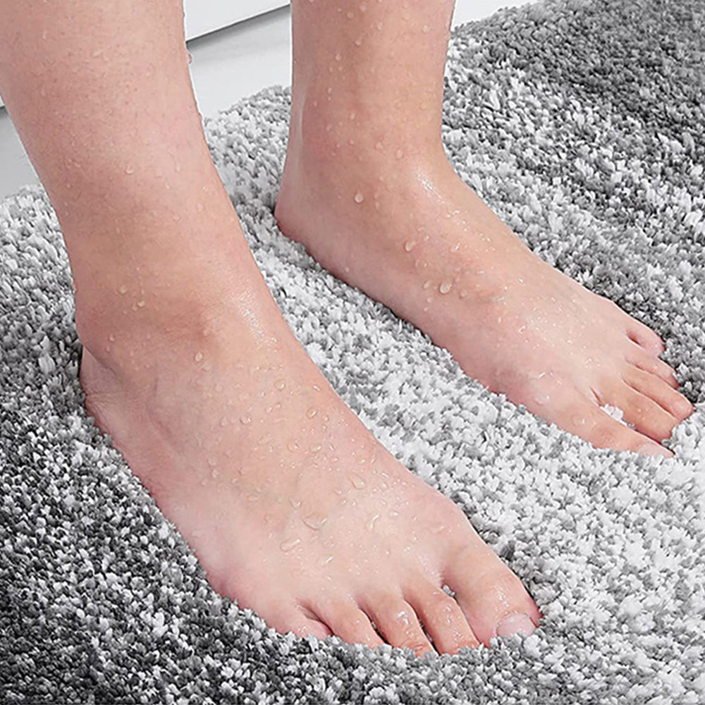 Gradient Stripe Microfiber Bath Mat Absorbent Quick Dry Bathroom Rug with Rubber Backing Machine Washable
