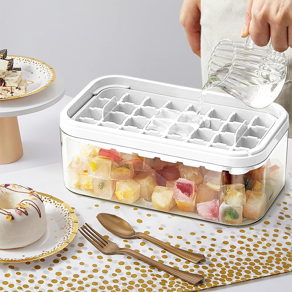 Ice Cube Tray with Lid and Bin for Freezer 64Pcs Ice Cube Mold