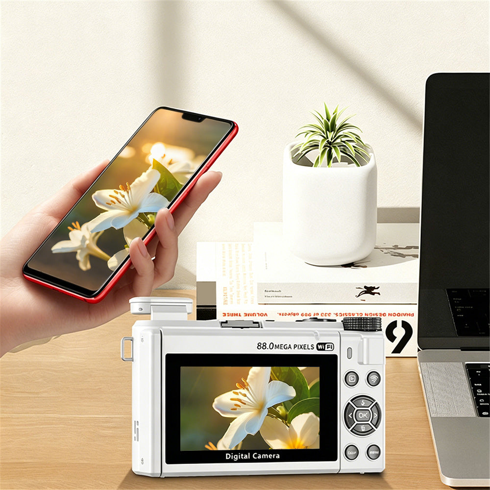 Digital Camera with Flip Screen WIFI Remote Control Vlogging Camera