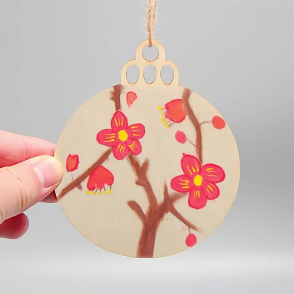 10Pcs Wooden Round Bauble Blank Christmas Tree Hanging Ornament DIY Craft