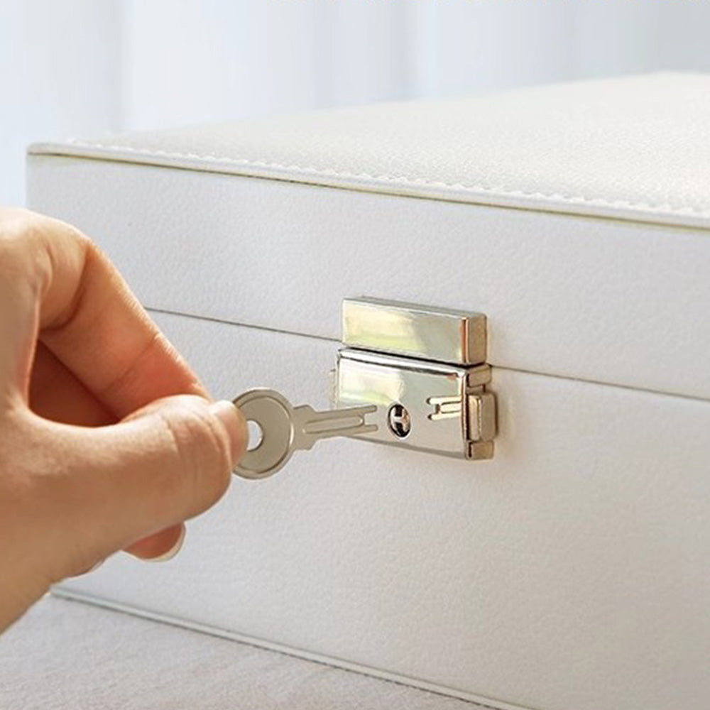 Jewellery Organiser Case Box Holder Storage Earring Ring Display with Lock and Key