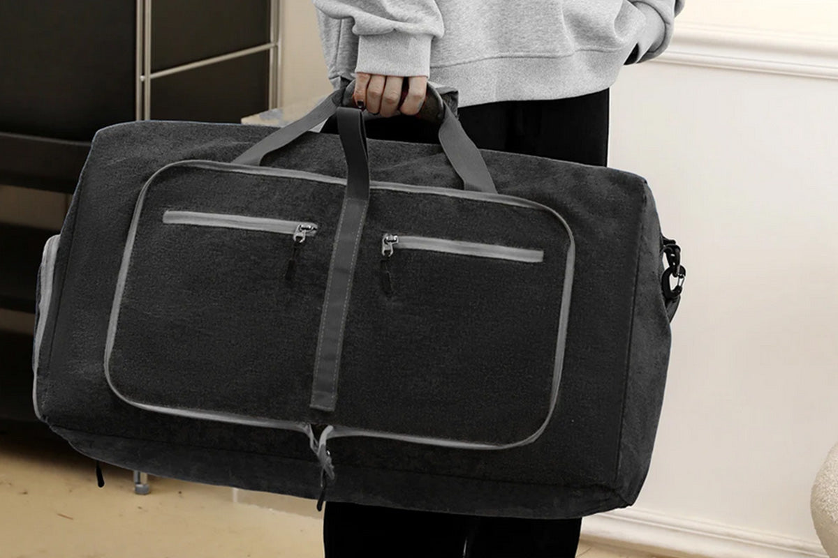 Large Foldable Travel Duffel Bag Carry On Shoulder Duffle Bag With Shoe Compartment