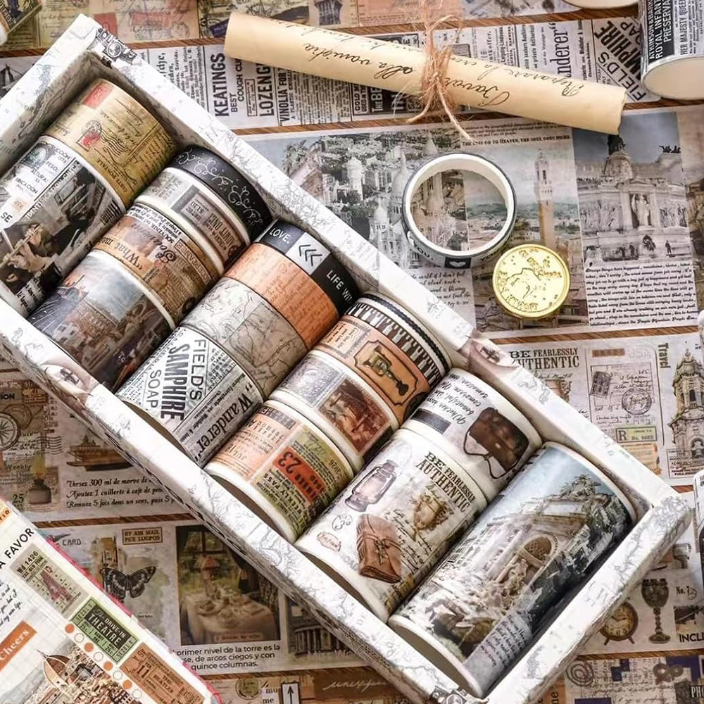 18 Rolls Vintage Washi Tape Set Writable Tapes for Scrapbooking Junk Journal supplies