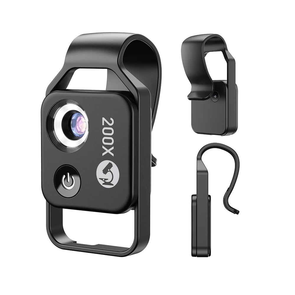 200X Phone Mini Pocket Microscope with CPL Handheld Lens and LED Light