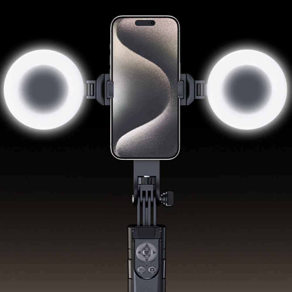 Vlogging Kit with AI Tracking Tripod 2 Lights 2 Mics for iPhone Android Camera