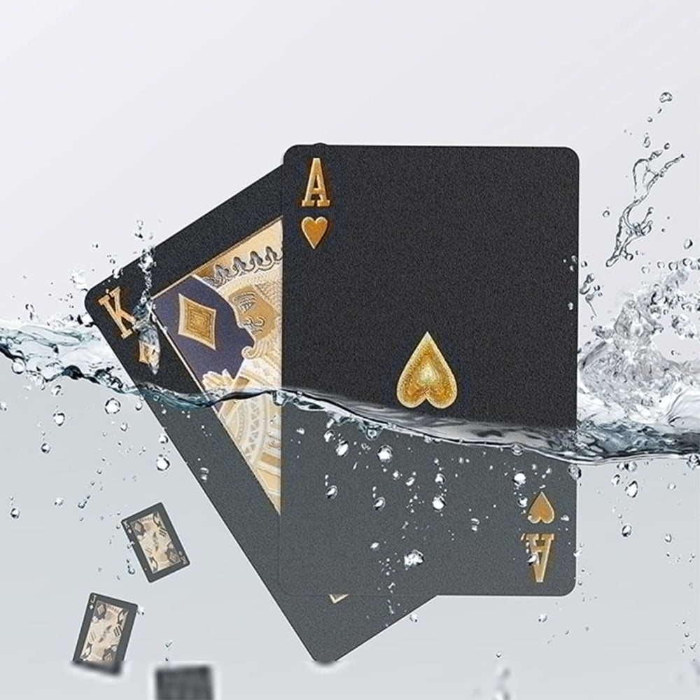 Waterproof Playing Cards PVC Plastic Poker Deck Black & Gold Skull Design