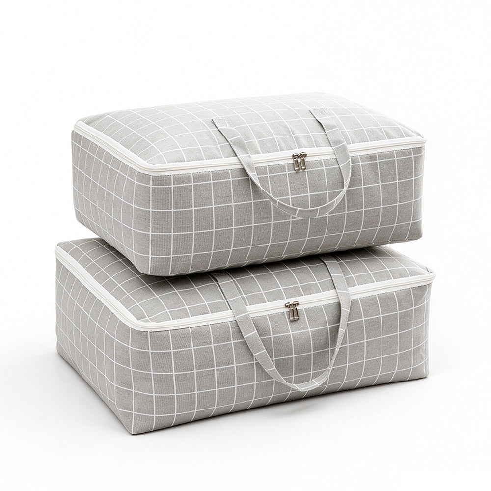 4 Piece Cotton Linen Quilt and Clothes Storage Bag Set with 4 Sizes