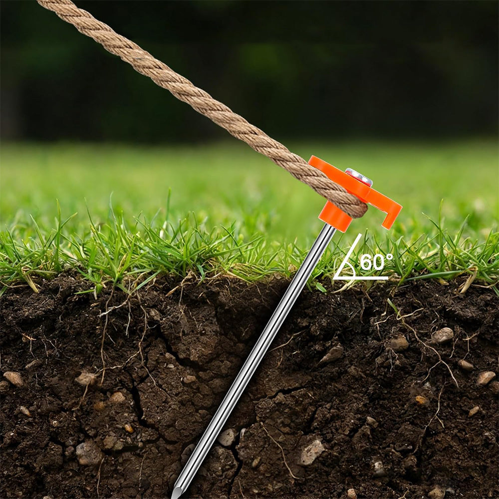 10 Pack 7 Inch Tent Stakes Carbon Steel Rustproof Orange Top for Camping Canopy Securing