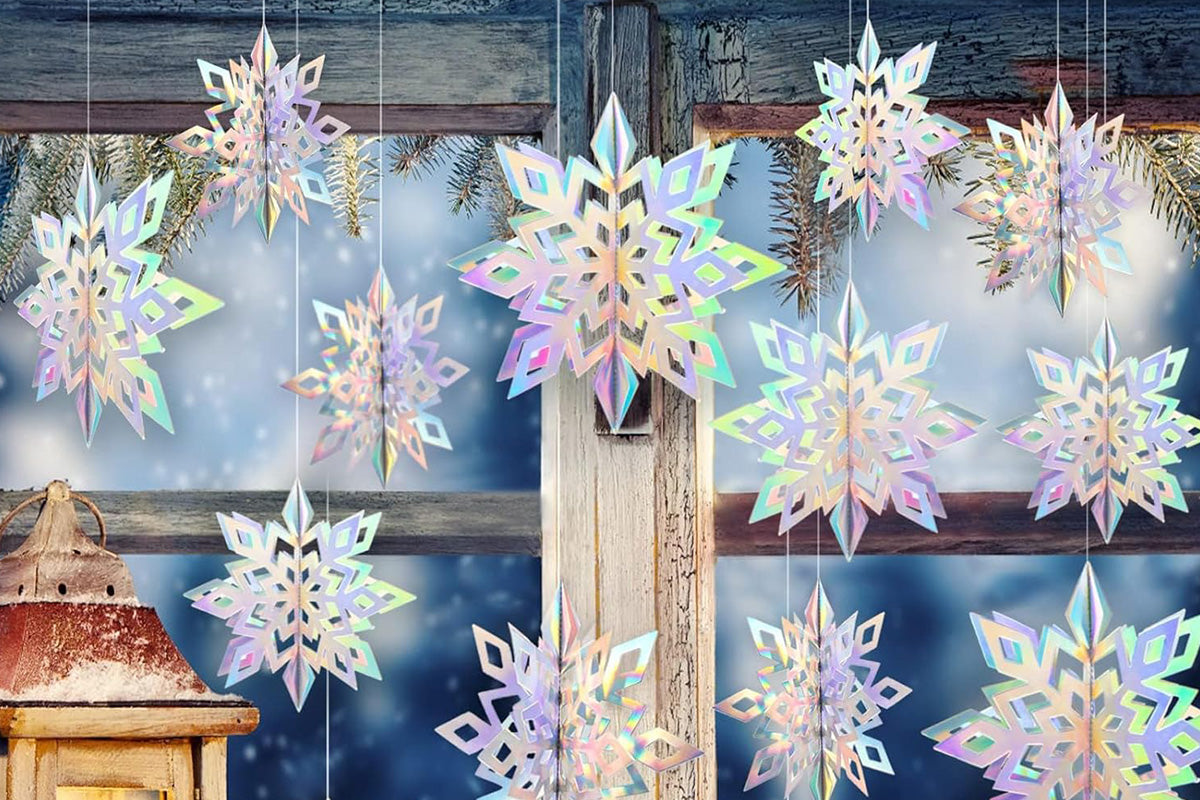 3D Paper Snowflake Hanging Decorations for Christmas Party